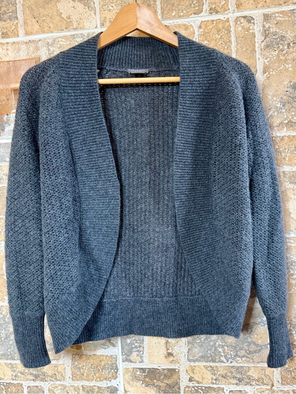 Ann Taylor Charcoal Open-Front Knit Cardigan
